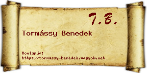 Tormássy Benedek névjegykártya