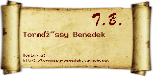 Tormássy Benedek névjegykártya