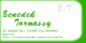 benedek tormassy business card